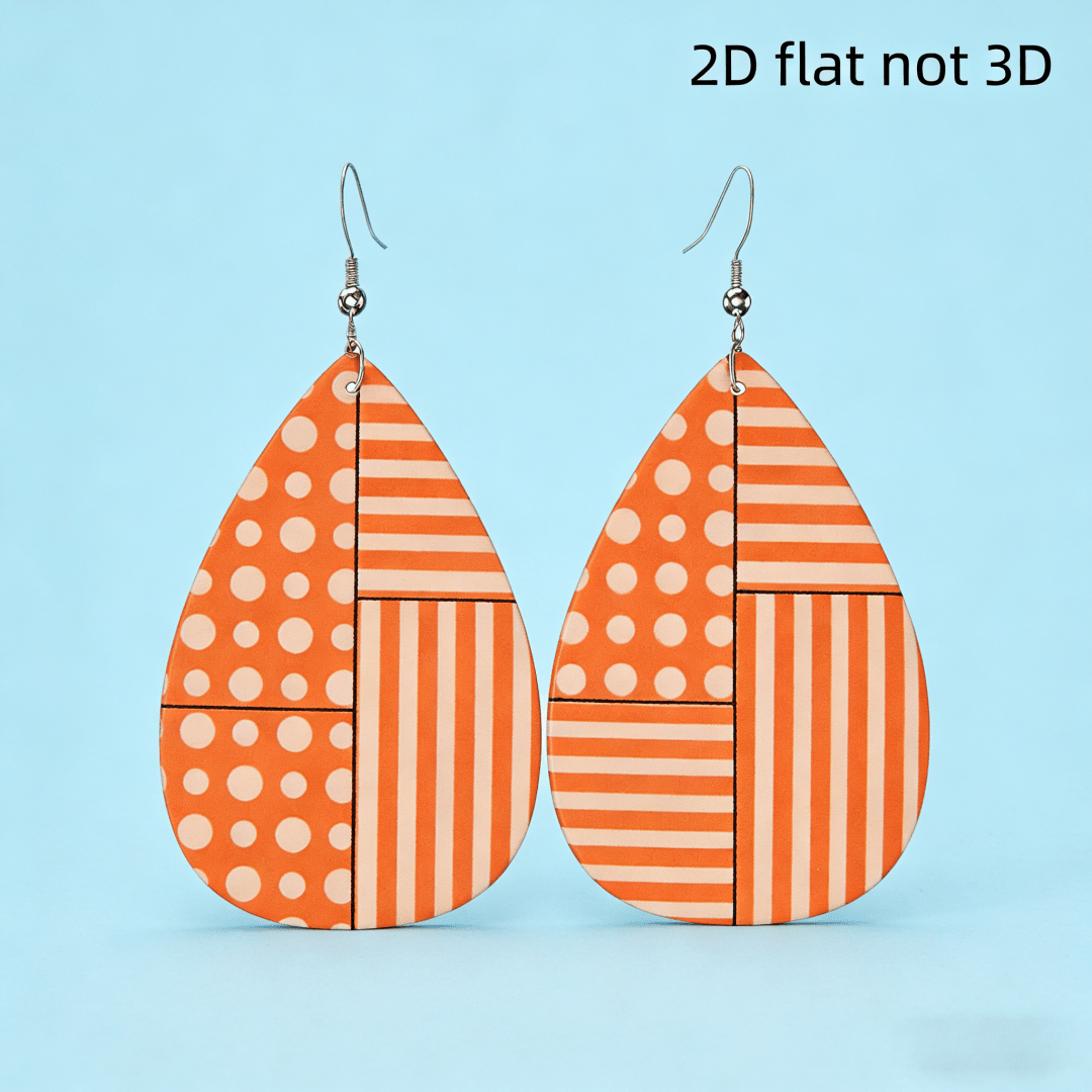 Women's Orange Polka Dot Stripe Teardrop Dangle Earrings